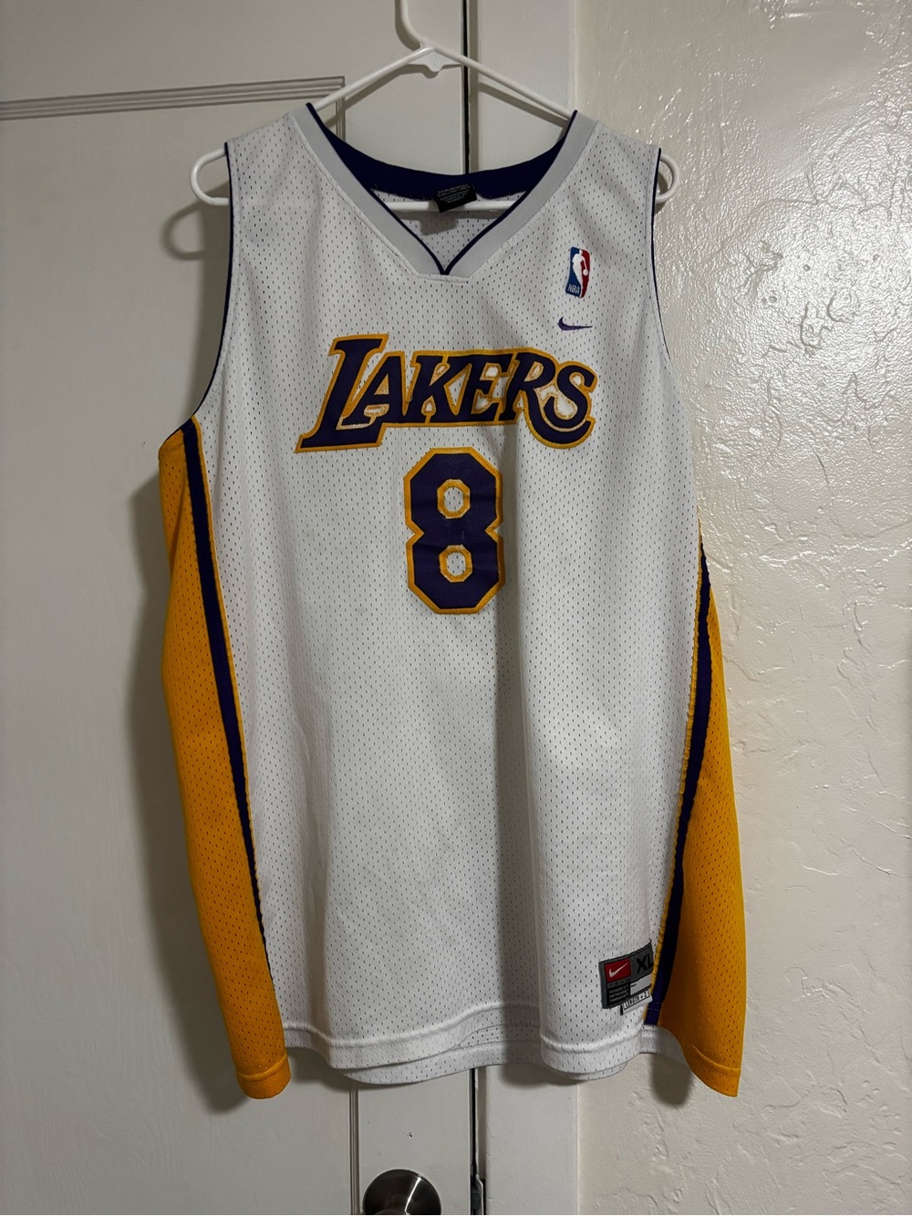 Nike White and Gold Los Angeles Lakers #8 Jersey